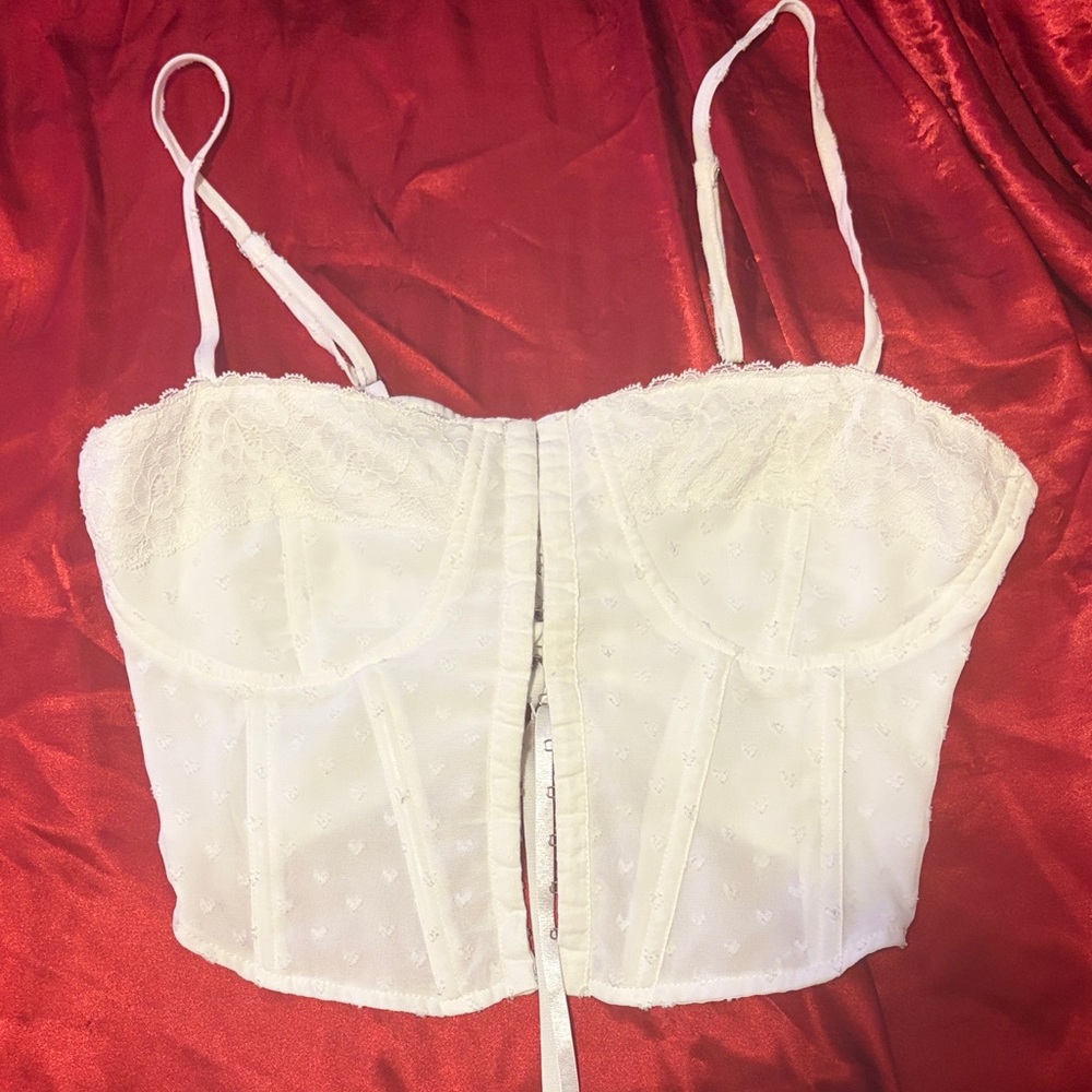 La Hearts White Lace Tank Top